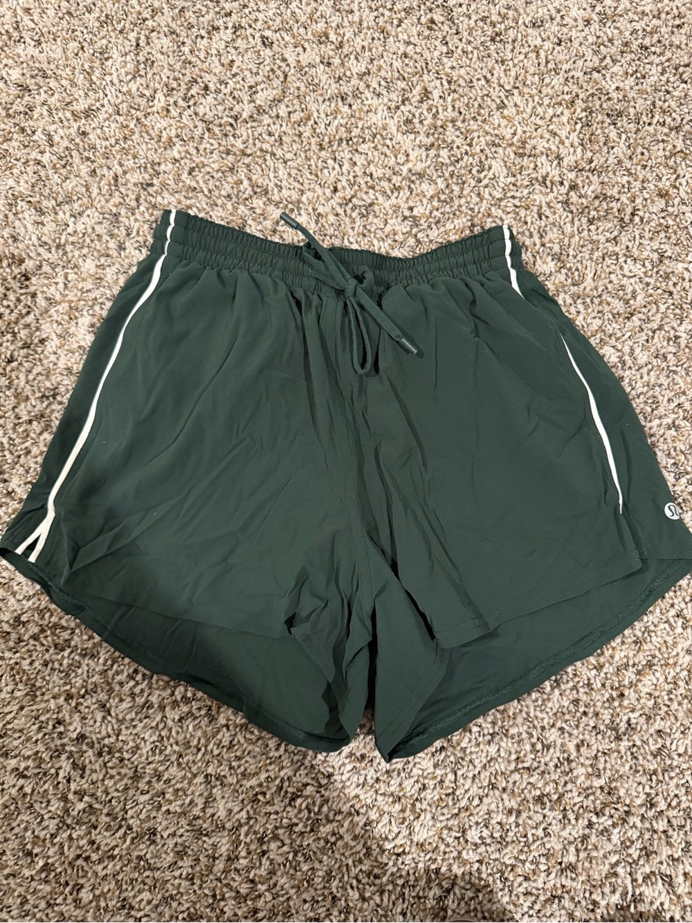 lululemon athletica Dark Green Athletic Shorts with White Piping